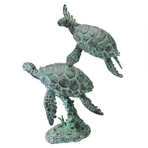 Sea Turtles Bronze Garden Statue Pair of Tortoise Statuary Artwork